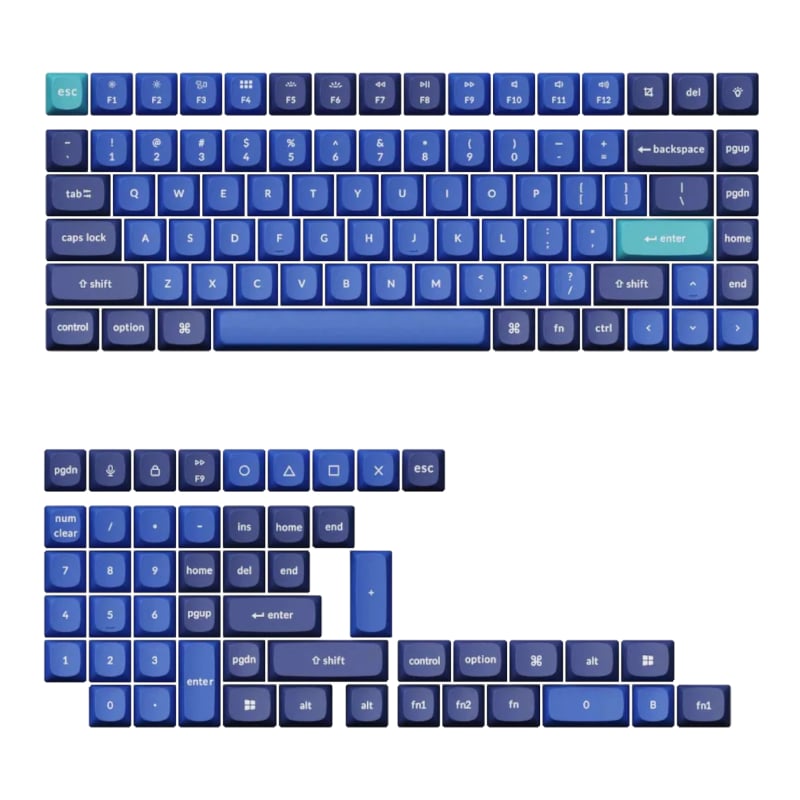 Keychron Double Shot OSA PBT Keycap Full Keycap Set – Light and Dark Blue